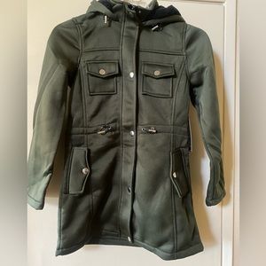 Olive and Black Hooded Fleece Jacket